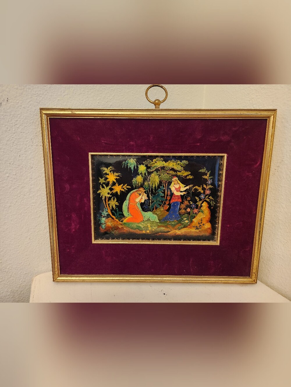 ♤ Vintage Russian Palekh Lacquer Miniature Painting – Attributed to N. Ogir